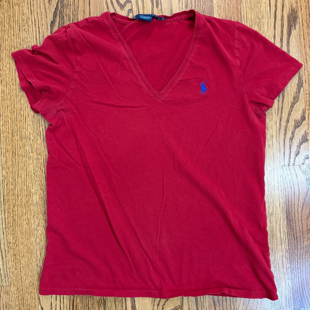Ralph Lauren Sport Red V-Neck Short Sleeve Polo Tee